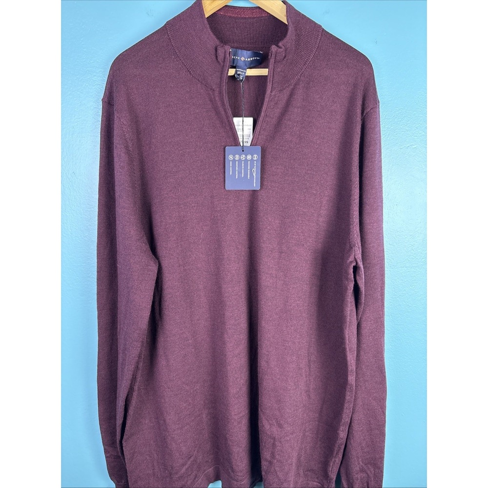 Joseph Abboud Wool Blend 1/4 Zip Sweater 3XLT Burgundy Old Money $90 Preppy